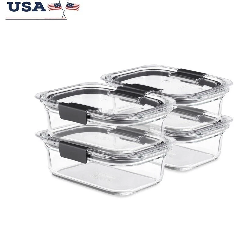 Airtight Leak Proof Glass Food Storage Containers Set of 4 W/ Latching Lids New