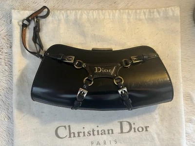Christian Dior Vintage Black Patent “Bondage” Evening Bag - Image 1 of 4