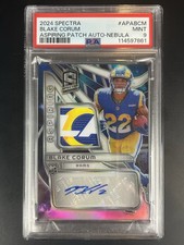 2024 Panini Spectra Blake Corum Aspiring Patch Auto Nebula /2 PSA 9 Rams!!