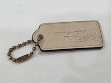 Coach 2.5in Cream Pebble Leather Fob Hang Tag