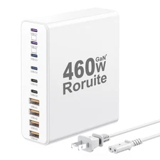 460W USB C Charger Block, 10-Port USB Charging Station GaN III PD Charger Typ...