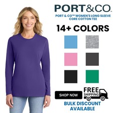Port  Co Premium Women's Long Sleeve Core Heavy Cotton Tee Plain LPC54LS S-3XL