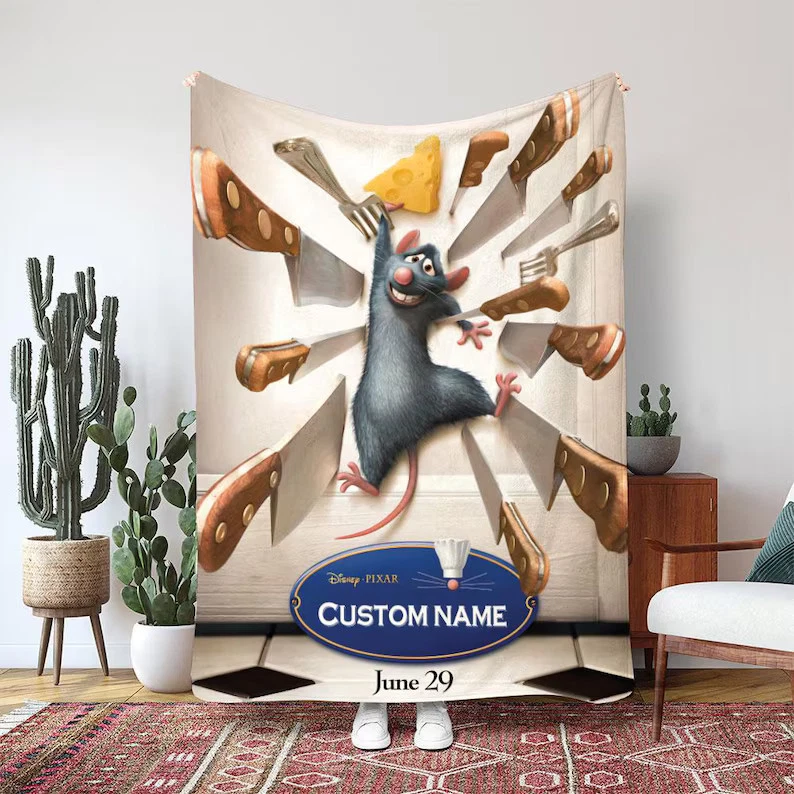 Remy Ratatouille Cheese Blanket Disney Pixar Kitchen Chaos Custom Fleece Blanket