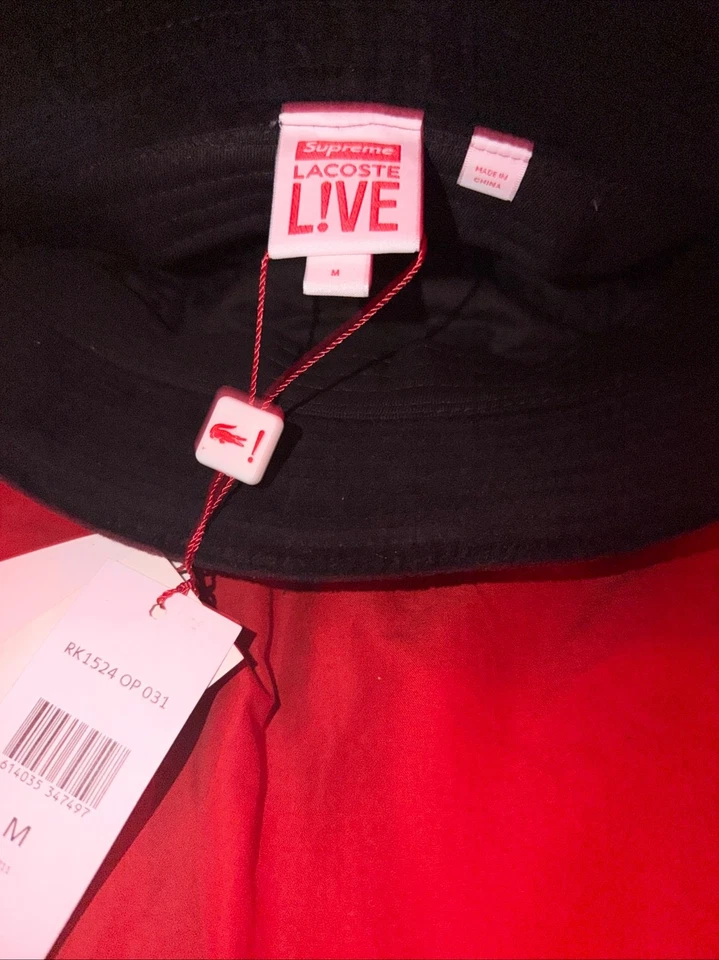 Supreme x Lacoste Velour Crusher Black Bucket Hat - Image 3 of 3