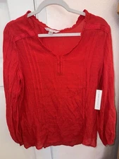 Counterparts Vibrant Red Long Sleeve Blouse Size M