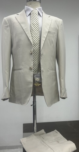 ABITO UOMO MADE IN ITALY BEIGE CHIARO FRESCO LANA TASMANIA 46 48 50 52 54 56 58 - Imagen 13 de 13