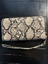 Women's Zip Wallet w/ Wrist Strap - Faux Snakeskin