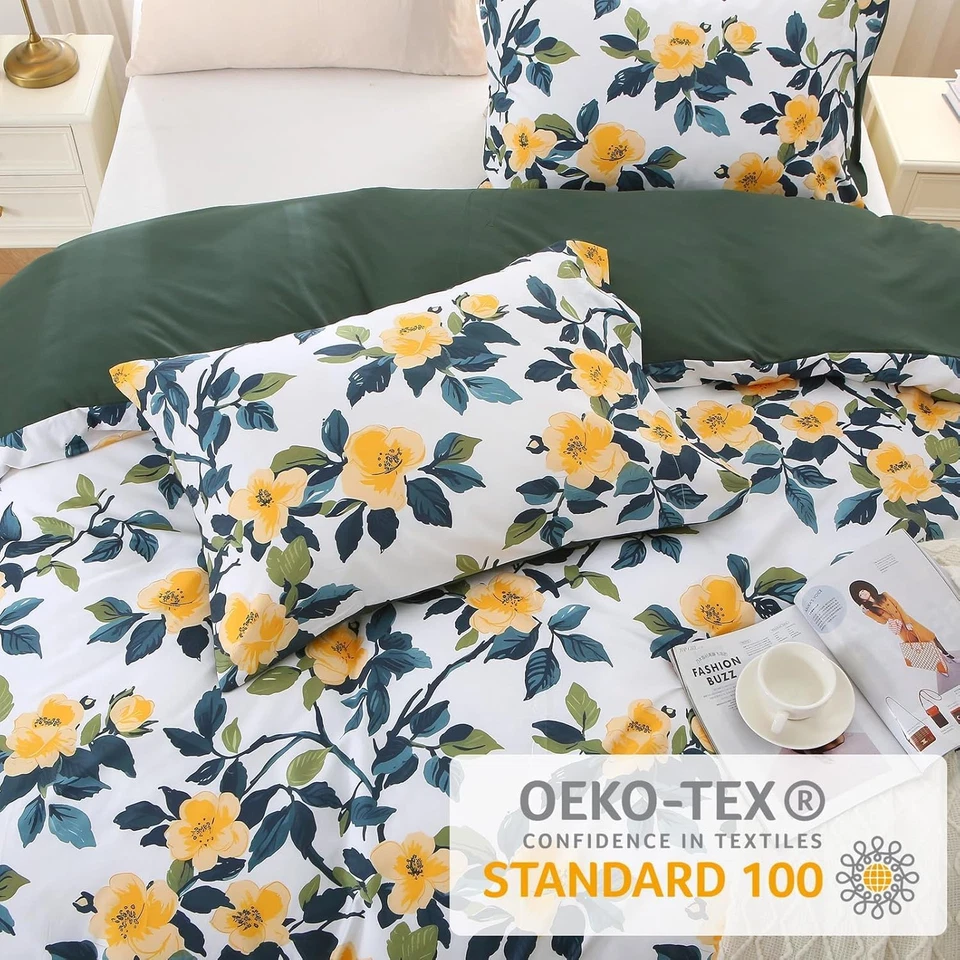 Duvet Cover King Size, Reversible Floral Vintage Duvet Cover Set with Zipper Clo - Image 4 of 4