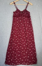 No Boundaries Dress Womens S Burgundy Floral Babydoll Maxi Y2K Cottagecore NWOT