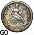 1856 Seated Liberty Dime, Large Date,Choice AU++/Unc