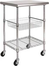 Commercial Work Table Island Utility Cart Prep Station, for Restaurant, Kitchen,