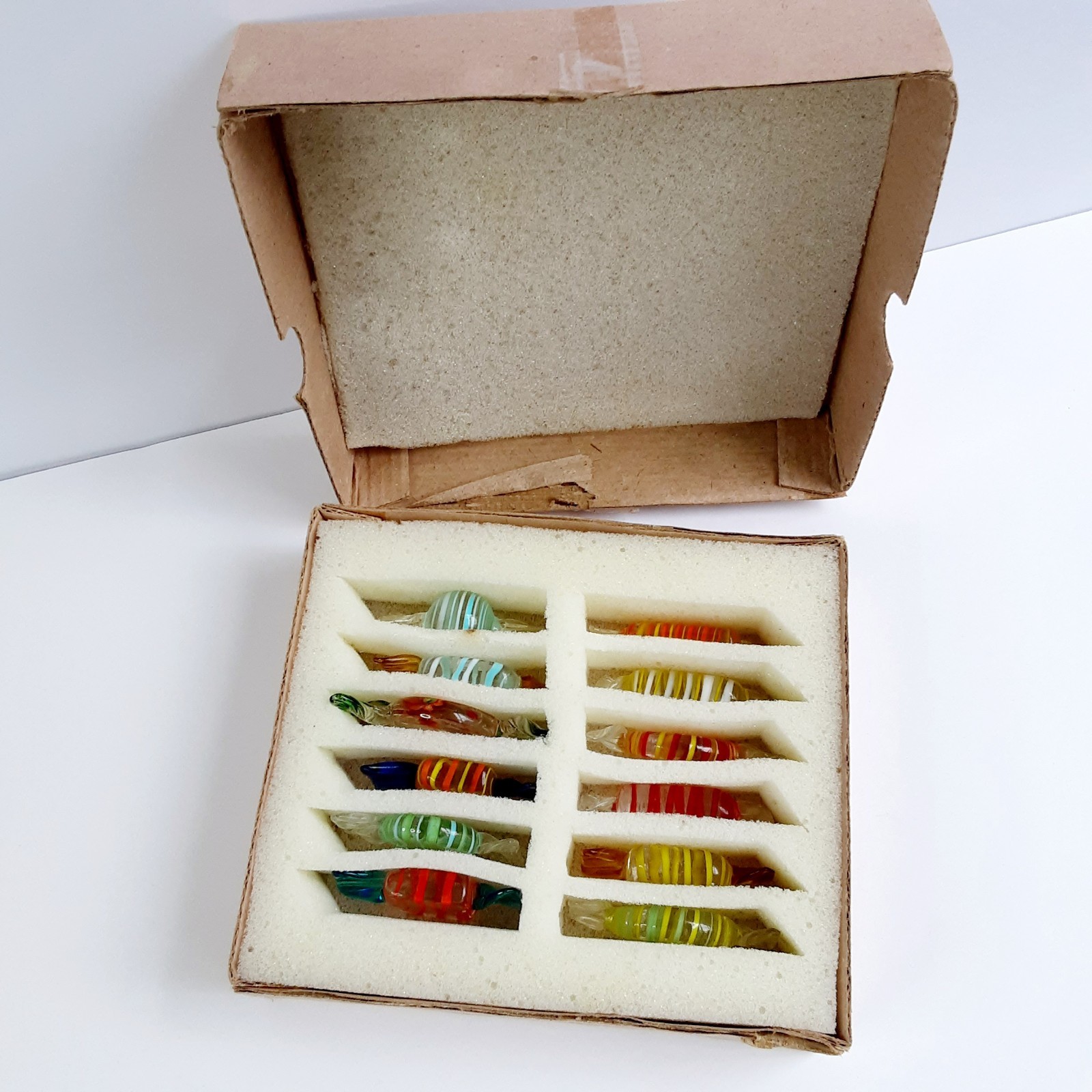 Hand-blown Glass Candy 12 Pcs Multicolored From Lillian Vernon in Original Box