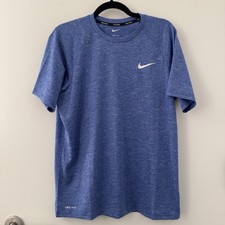 Nike Swim Dri-Fit Rash Guard Heathered Blue Shirt Size Medium M Active Outdoors