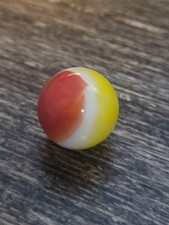 Vintage Akro Agate Corkscrew Marble Popeye Style .59 Orange/red Yellow White