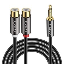 J D RCA to 3.5mm Cable, 1/8 inch Auxiliary Male 2RCA Female 3 Feet