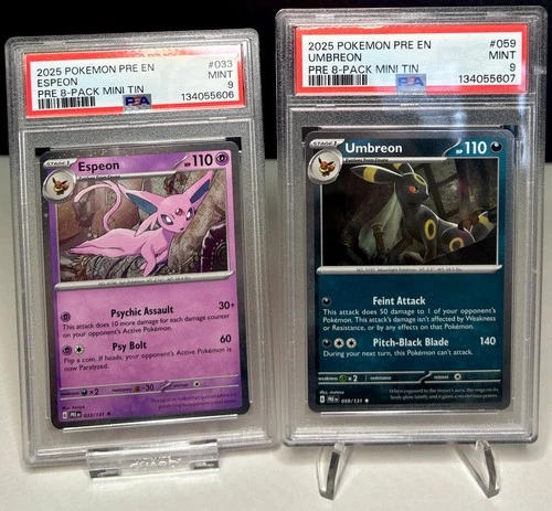 Pokémon TCG Espeon Umbreon Prismatic Evolutions Cosmos Holos PSA 9s SEQUENTIAL