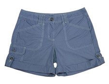 Tommy Hilfiger Cargo Shorts Women Size 6 Slate Gray Cotton Utility Rolled Hem.