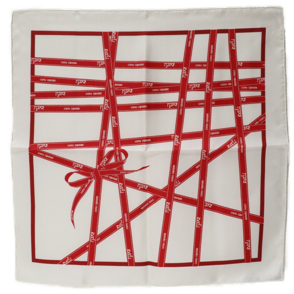 Hermes Boxed Carre 45 Bolduk Scarf Ribbon Red Silk 100 r27_0710
