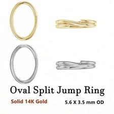 Solid 14K Gold 5.6 X 3.5mm OD Oval Split Jump Ring 24 Gauge White Yellow Gold