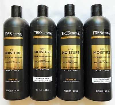 LOT (4) TRESemme Rich Moisture Hyaluronic Infusion Shampoo + Conditioner 16.5 Oz