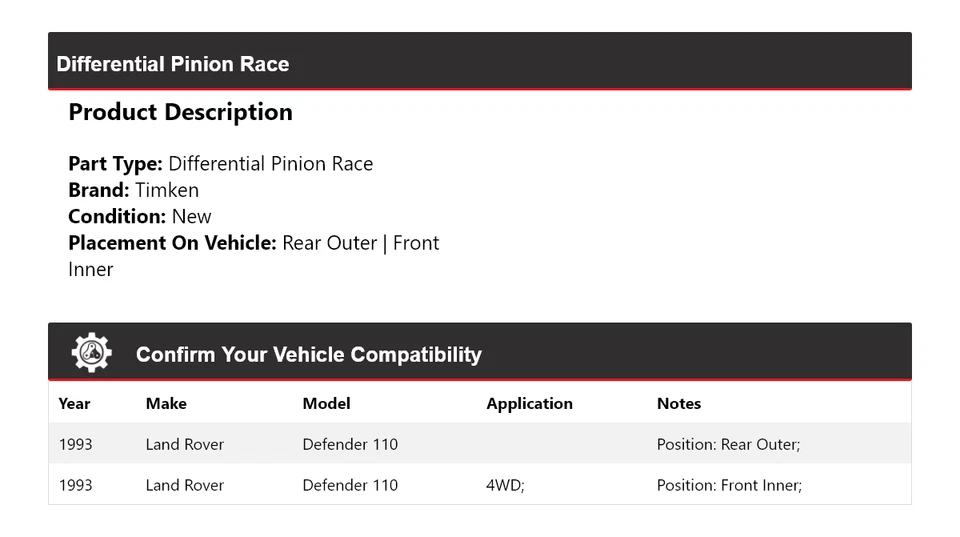 Land Rover Defender 110 1993 piñón diferencial Race Timken Foto 2 de 4