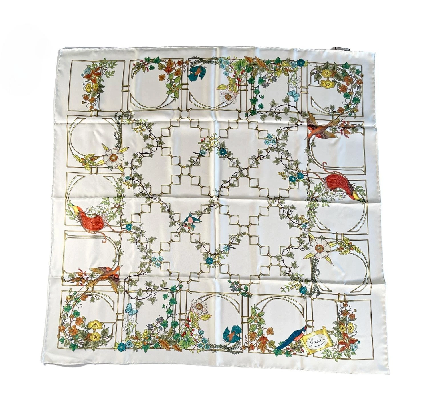 Foulard Gucci en sergé de soie à fleurs