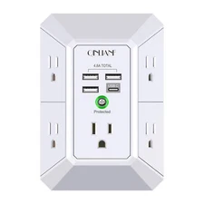 Wall Charger Surge Protector QINLIANF 5 Outlet Extender with 4 USB Charging P...