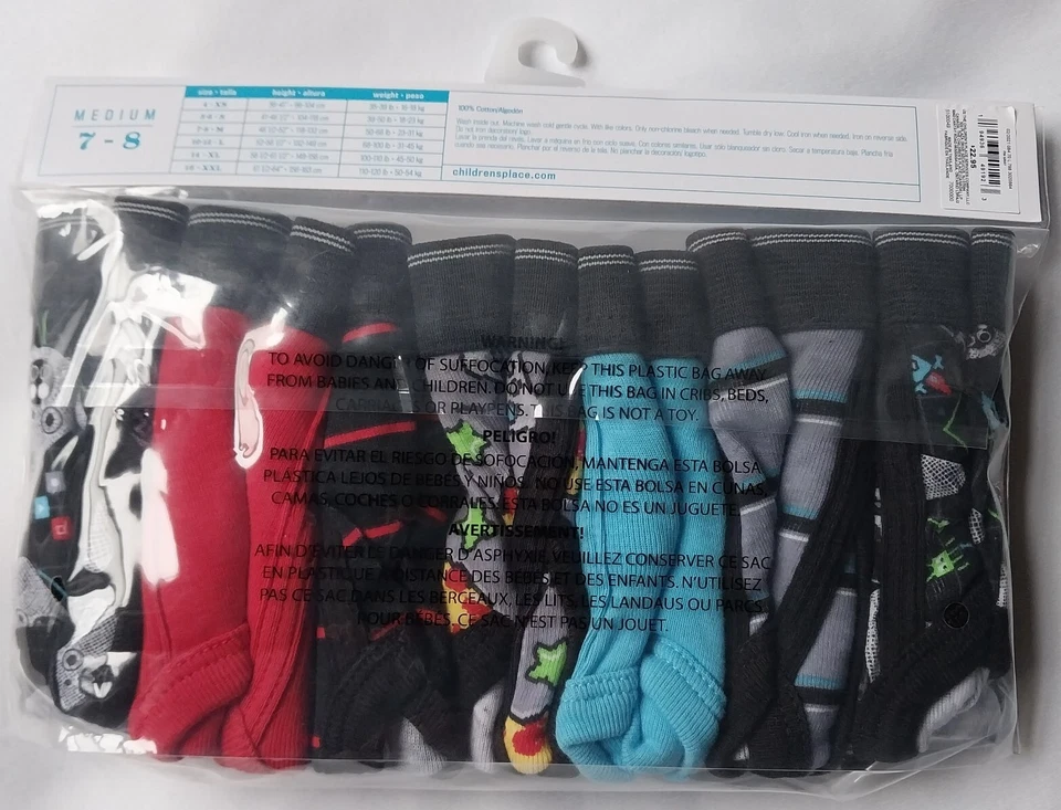 Paquete de 7 calzoncillos para videojuegos The Children's Place gris aleta talla M (7/8) ~ nuevos Foto 3 de 4