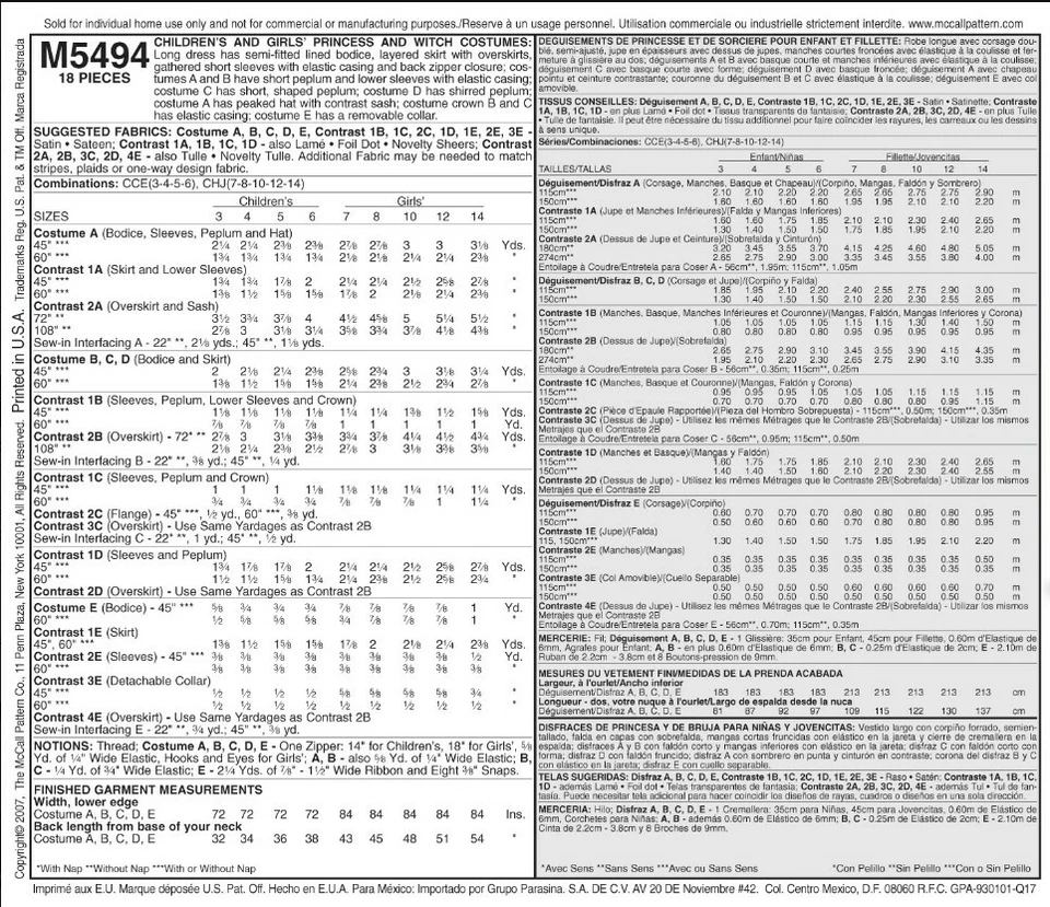 NUEVO McCall’s 5494 Niñas 7-14 Patrón Disney Princesa Disfraces Bella Cenicienta Foto 2 de 2