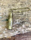 Vintage Coca-Cola Miniature Bottle Key Chain Gold Tone 1.5" With Chain Soda USA