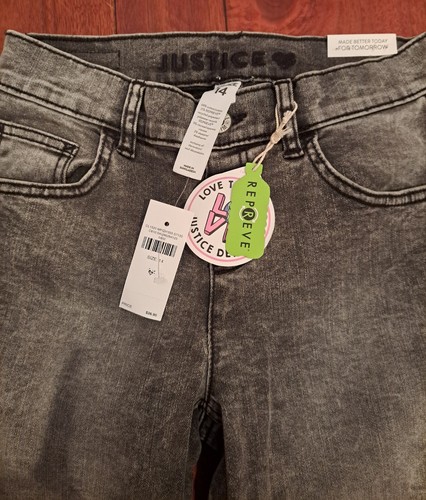 Justice Gray Denim Jeans Size 14 Jegging NWT - Picture 2 of 3