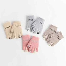 Autumn Winter Kids Warm Thicken Gloves Cute Full Finger Gloves 4-8 Year Old