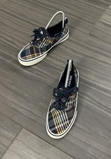 Sperry Top Sider Crest CVO.5 Blue Plaid Fabric Lace Up Sneakers Women's Size 6