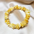 White Amber Bracelet Chip Beads Elastic Women Bracelet Natural Baltic Amber