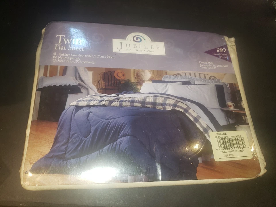 Sábana plana doble 50 % algodón 50 % poliéster por Jubilee 180 hilos travertino Foto 3 de 4