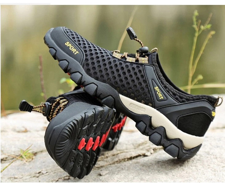 Men s Sneakers Slip On Water Shoes Mens Breathable Beach Fishing Hiking Shoe 9.5