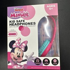 Disney Minnie Mouse Kid Safe Headphones Ages 6 Vol Limit New Mic in line