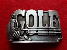 PEWTER BELT BUCKLE, "GOLF" 3-D DESIGN, SISKIYOU-BERGAMOT USA, MAN-0724 08409