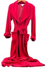 Vintage Diamond Tea Red Long Wrap Cowl Neck Velour Robe Women s XS Shoulder Pads