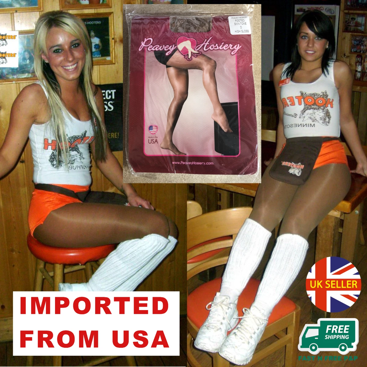 *USA Imported* Peavey 40D Glossy Sheer Tights Pantyhose Hooters Heroine  Sexy Oil