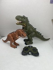 Dinosaur Tyranasaurus Rex Light Up Eyes Sound Walking Control Lot Of 2