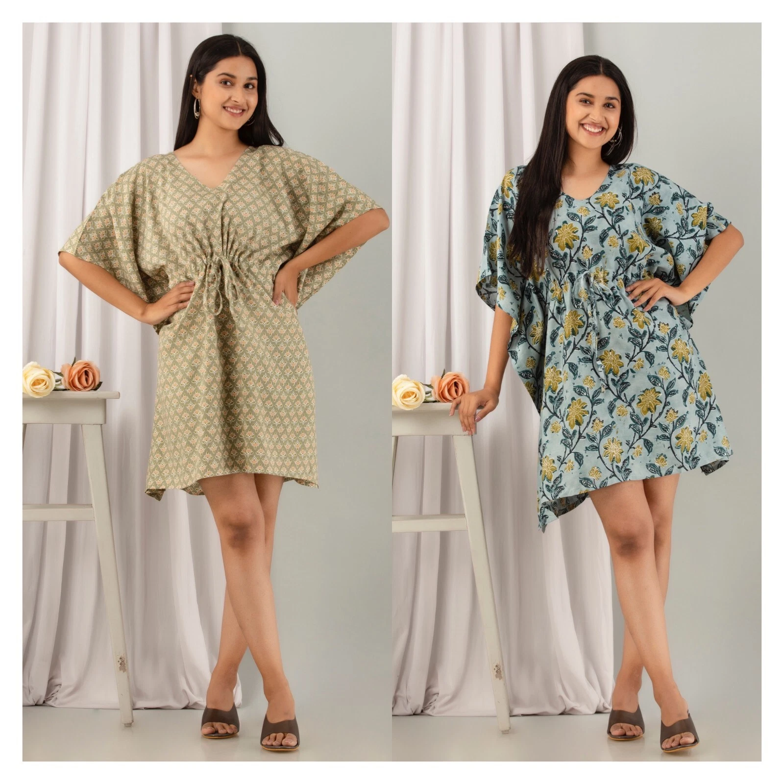 Woodblock Indian Print Kaftan| Resort wear| Caftan dress | Summer beach Dress