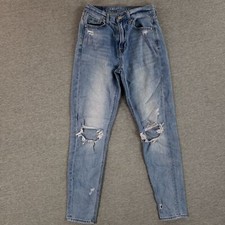 American Eagle Sz 00 Mom Jean Distressed Light Wash Current Casual