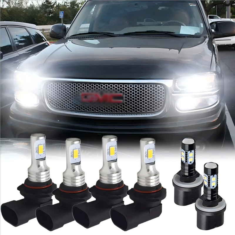 GMC Sierra Yukon XL 1500 2500 9005 9006 LED Headlight Fog Light Bulbs White