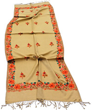 Kashmir Embroidered,100%Pure Wool 28"X80" Traditional Ari Embroidery