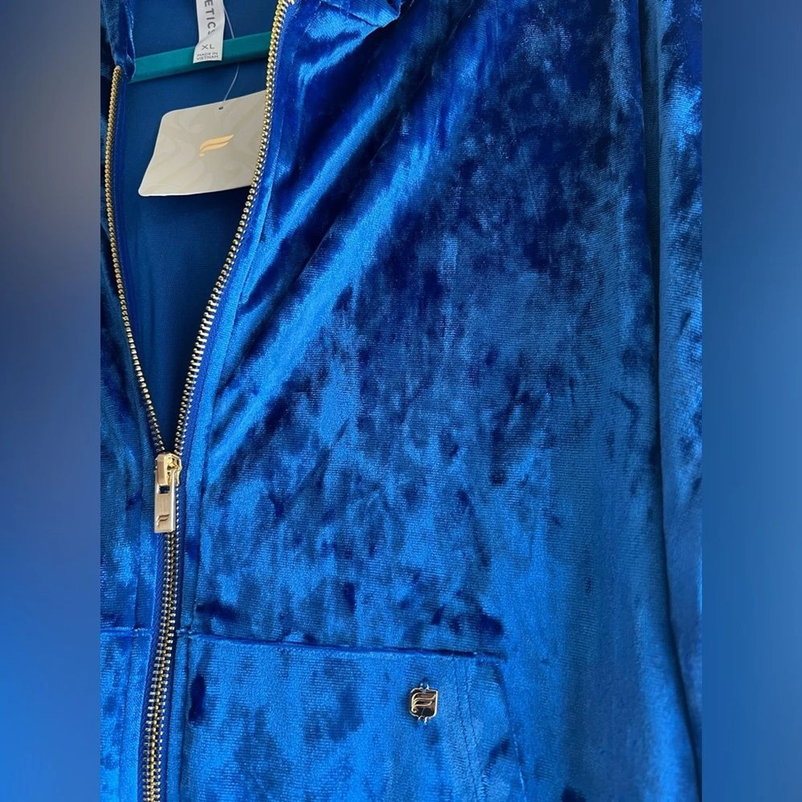 VETEMENTS Felpa con cappuccio Fabletics velluto schiacciato con cerniera taglia XL NUOVA