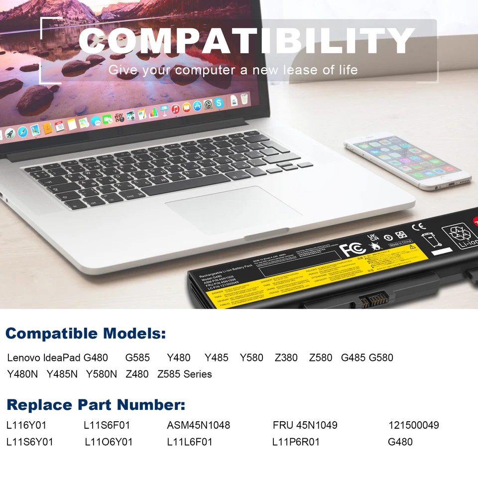  Lenovo IdeaPad Y480 L11L6F01 L11M6Y01 L11S6Y01 L11S6F01 L11L6Y01 电池 — 第 3/4 张图片