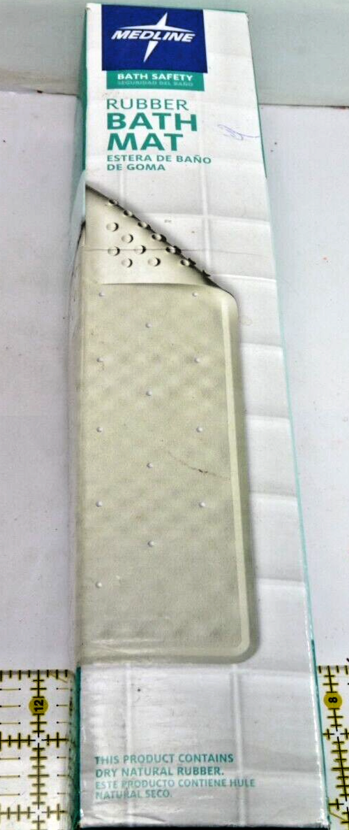 Medline Bath Safety Rubber Bath Mat Protected by Microban to Prevent