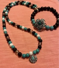 necklace women fashion set. Turquoise Necklace and Bracelet.