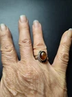 Vtg Sz6 Amber Sterling Silver Ring With Patina